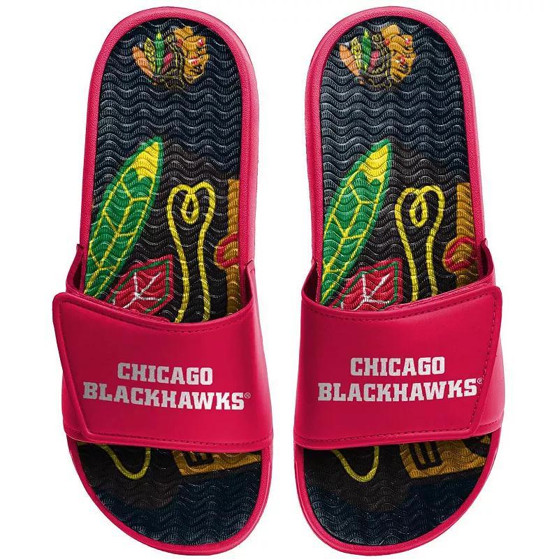 Mens FOCO Chicago Blackhawks Wordmark Gel Slide Sandals Product Image