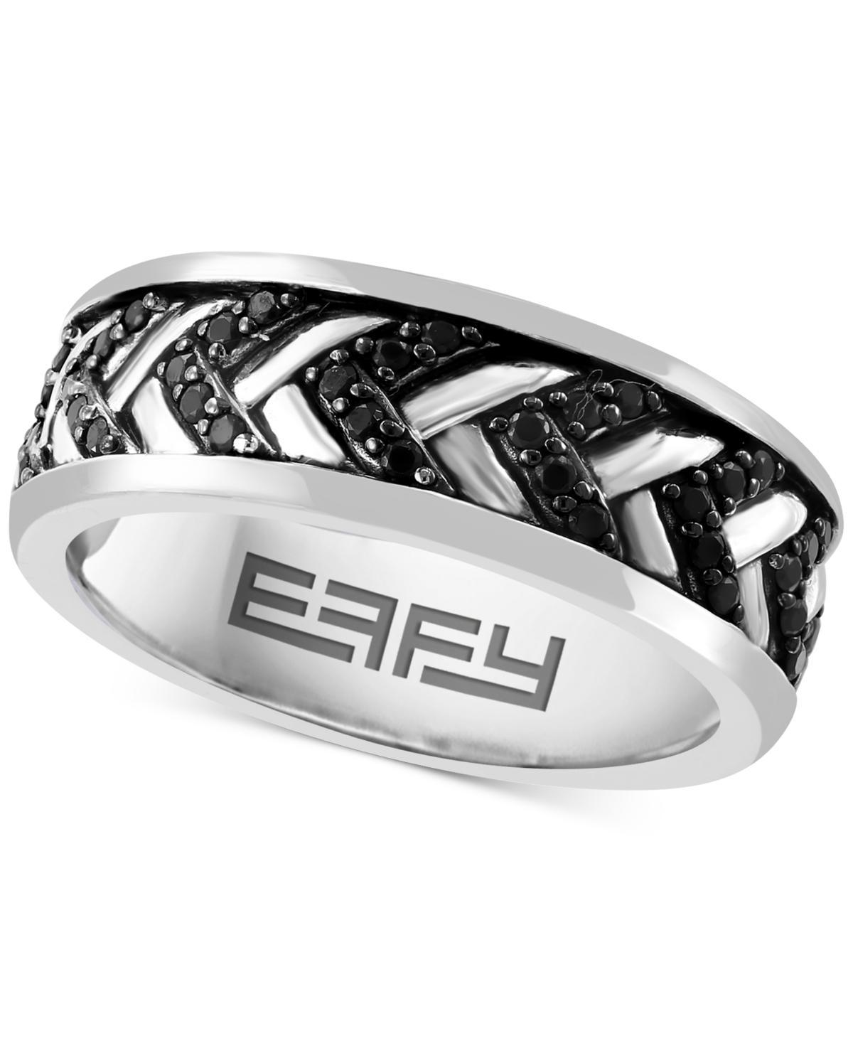 Effy Mens Black Spinel Chevron Band (1-1/20 ct. t.w.) in Sterling Silver (Also in White Topaz) Product Image