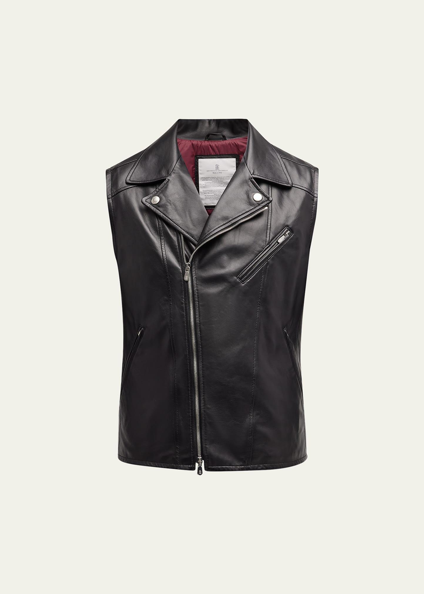 Mens Hollywood Glamour Leather Moto Vest Product Image