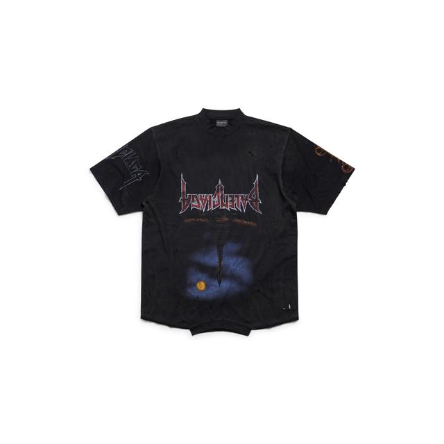 Paris Moon Upside Down T-shirt Oversized in Black Faded Product Image