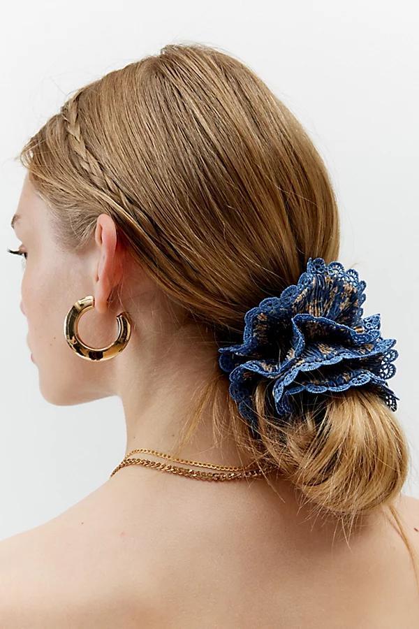 Ruffle Floral Crochet Scrunchie Womens at Urban Outfitters Product Image