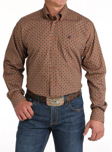 Cinch® Men's L/S Gold Geo Print Button Shirt Product Image