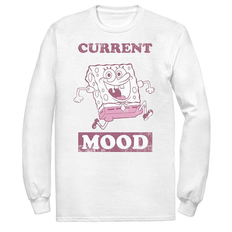 Mens Spongebob Spongebob Current Mood Pink Hue Portrait Long Sleeve Tee Product Image