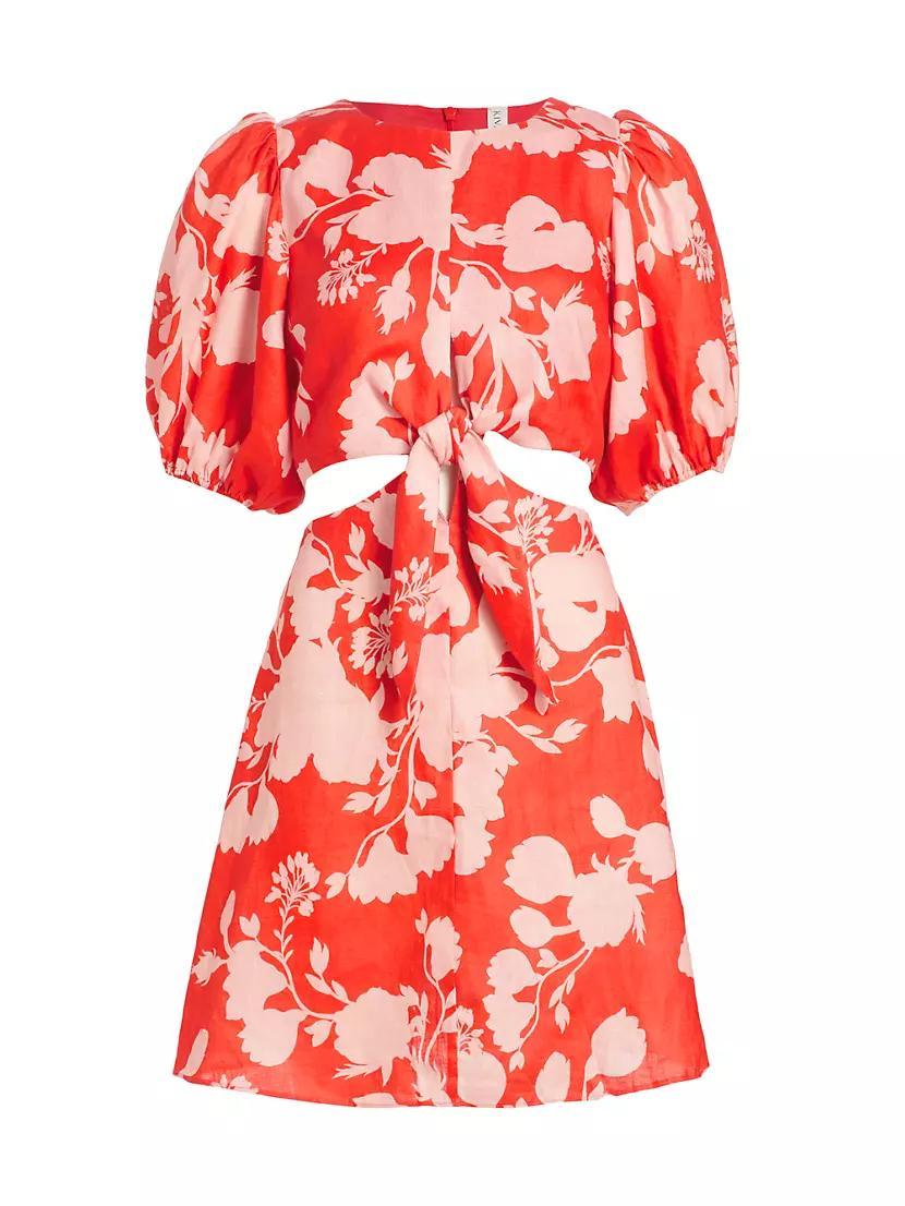 Delfina Floral Linen Minidress Product Image