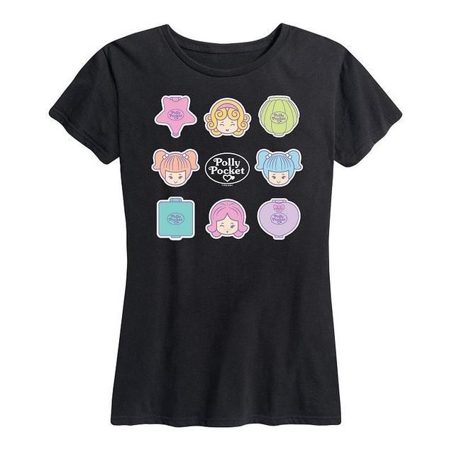 Womens Polly Pocket Grid Graphic Tee Grey Royal Blue Product Image