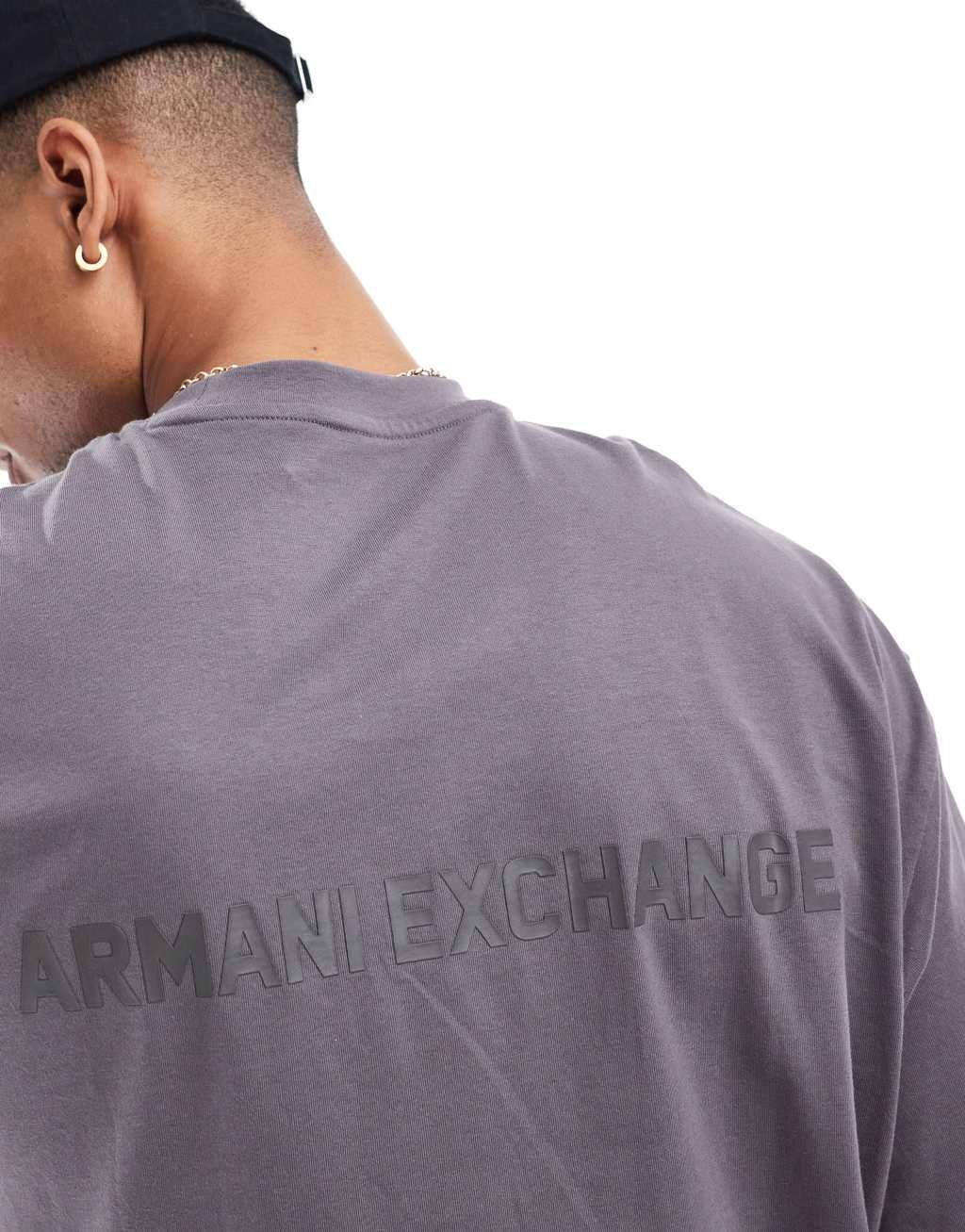 Armani Exchange boxy fit micro logo t-shirt in gray Product Image