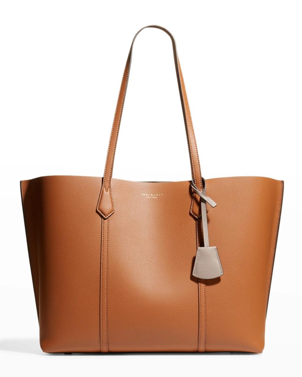 Perry Triple Compartment Leather Tote In Light Umber Product Image