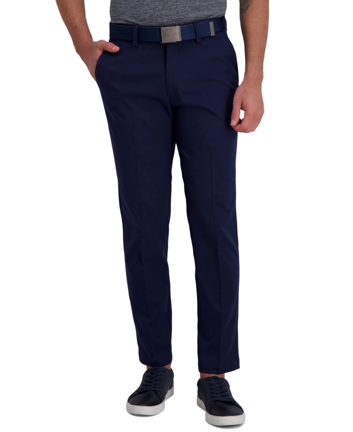 Mens Haggar Cool Right Performance Flex Slim-Fit Flat-Front Pants Dark Gray Grey Product Image