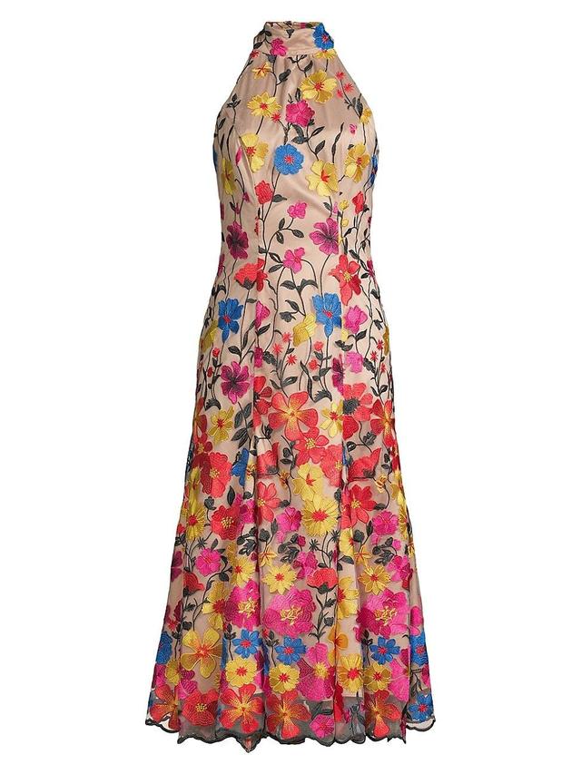 Womens Penelope Floral Embroidered Halter Dress Product Image