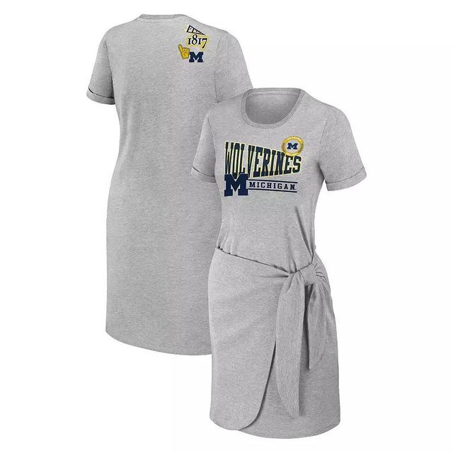 Womens WEAR by Erin Andrews Heather Gray Michigan Wolverines Knotted T-Shirt Dress Product Image