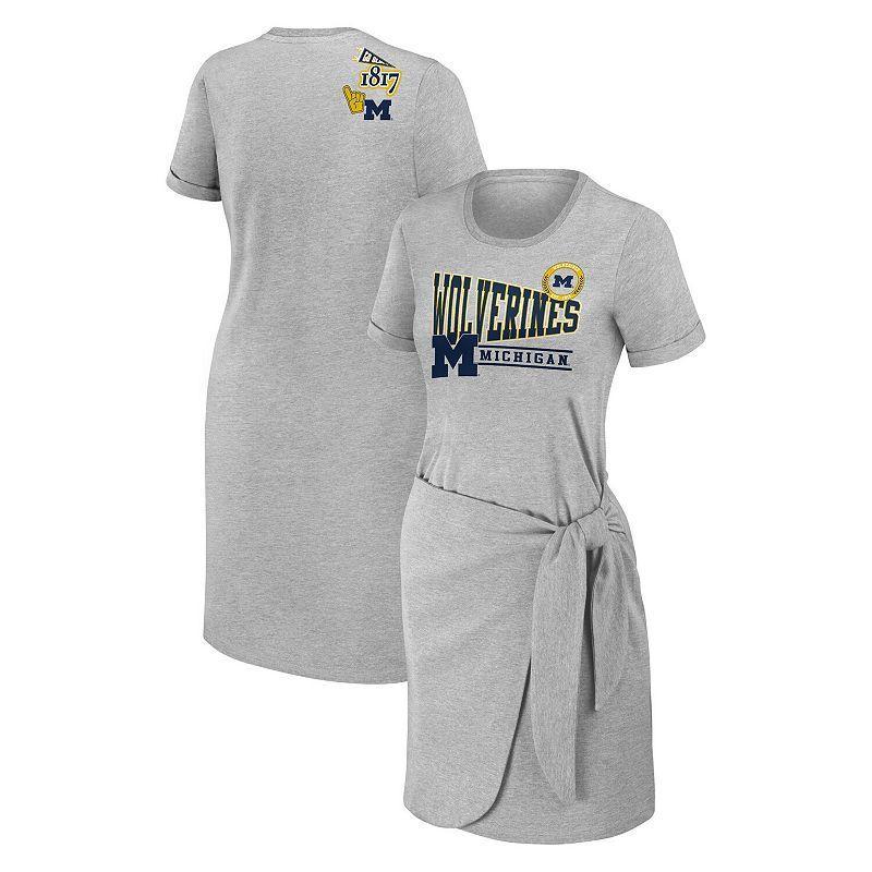 Womens WEAR by Erin Andrews Heather Gray Michigan Wolverines Knotted T-Shirt Dress Product Image