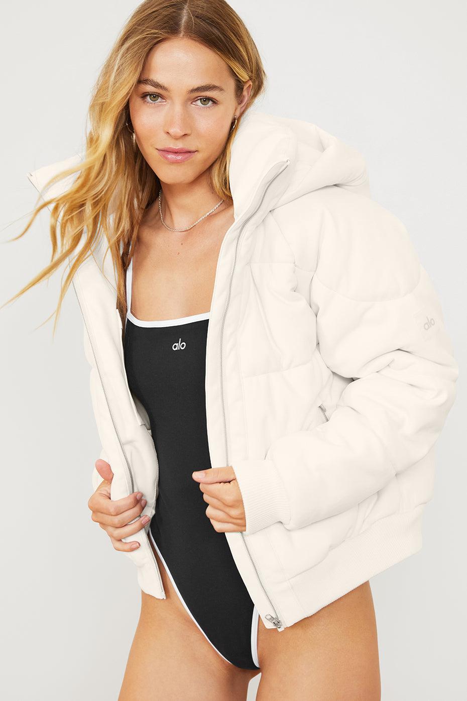 Faux Leather Boss Puffer - Ivory Product Image