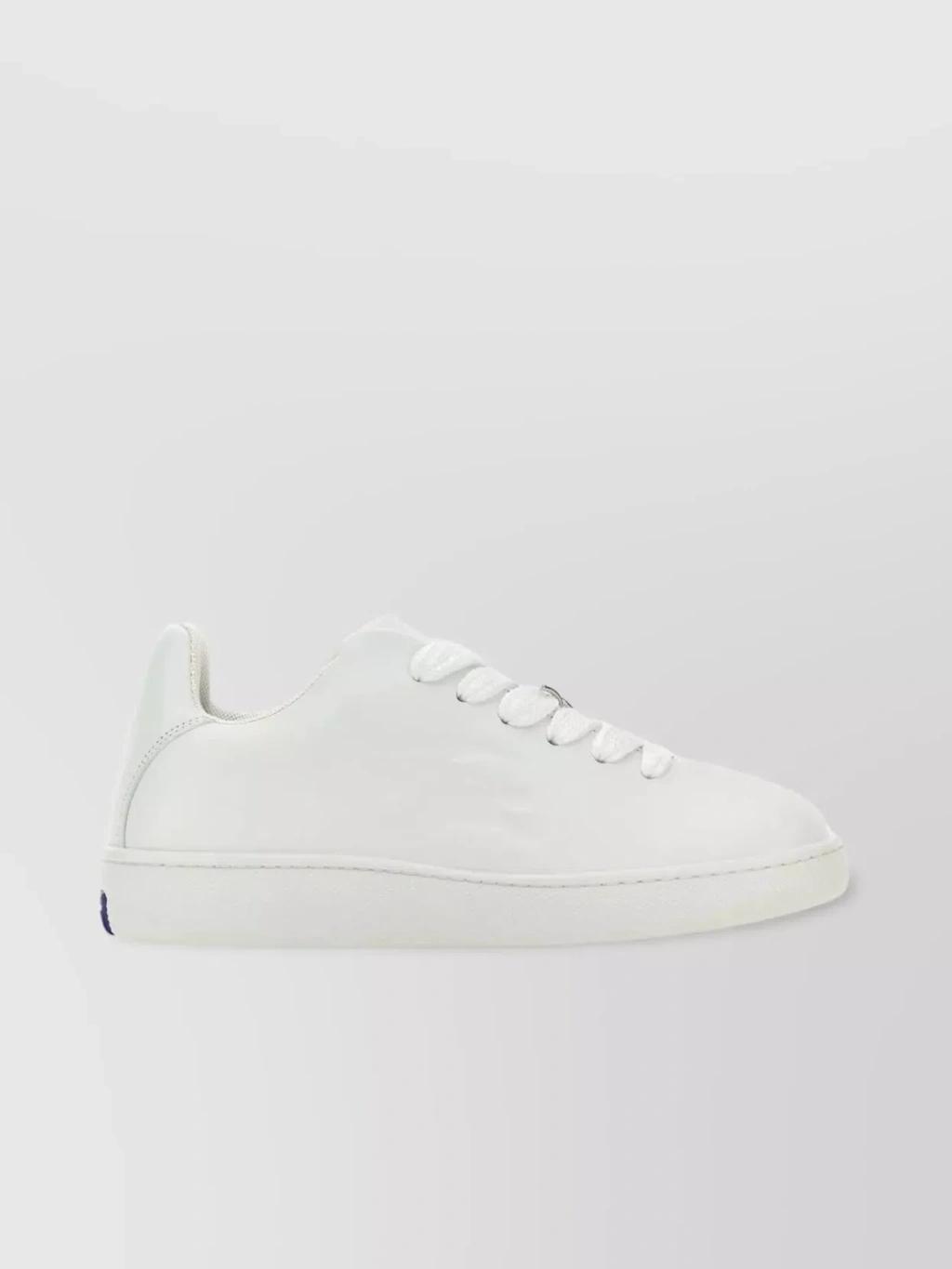 BURBERRY Round Toe Leather Low-top Sneakers In White Product Image