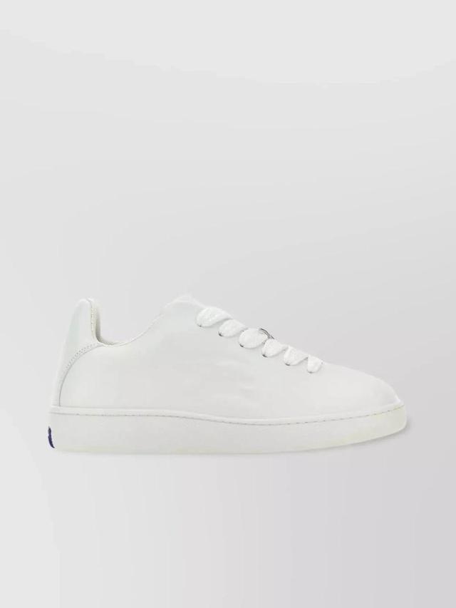 BURBERRY Round Toe Leather Low-top Sneakers In White Product Image