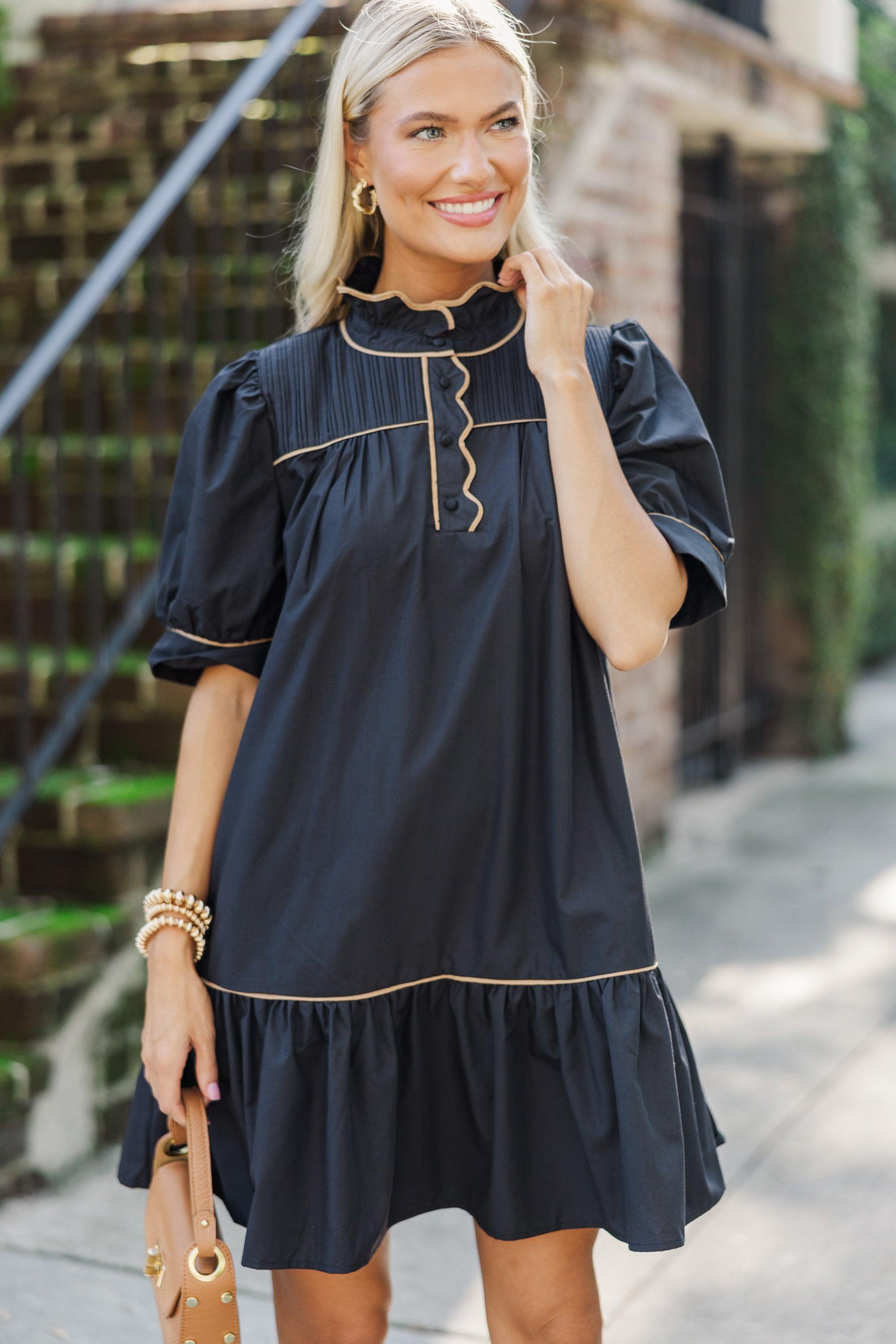 Smile On Your Face Black Drop Waist Dress Female Product Image