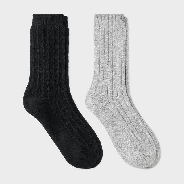 Womens Brushed Terry Lined 2pk Cozy Crew Socks - Auden 4-10 Product Image