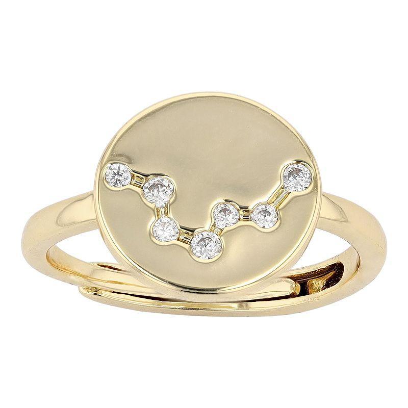 City Luxe Horoscope Cubic Zirconia Disk Horoscope Adjustable Ring, Womens, Gold Tone Capricorn Product Image