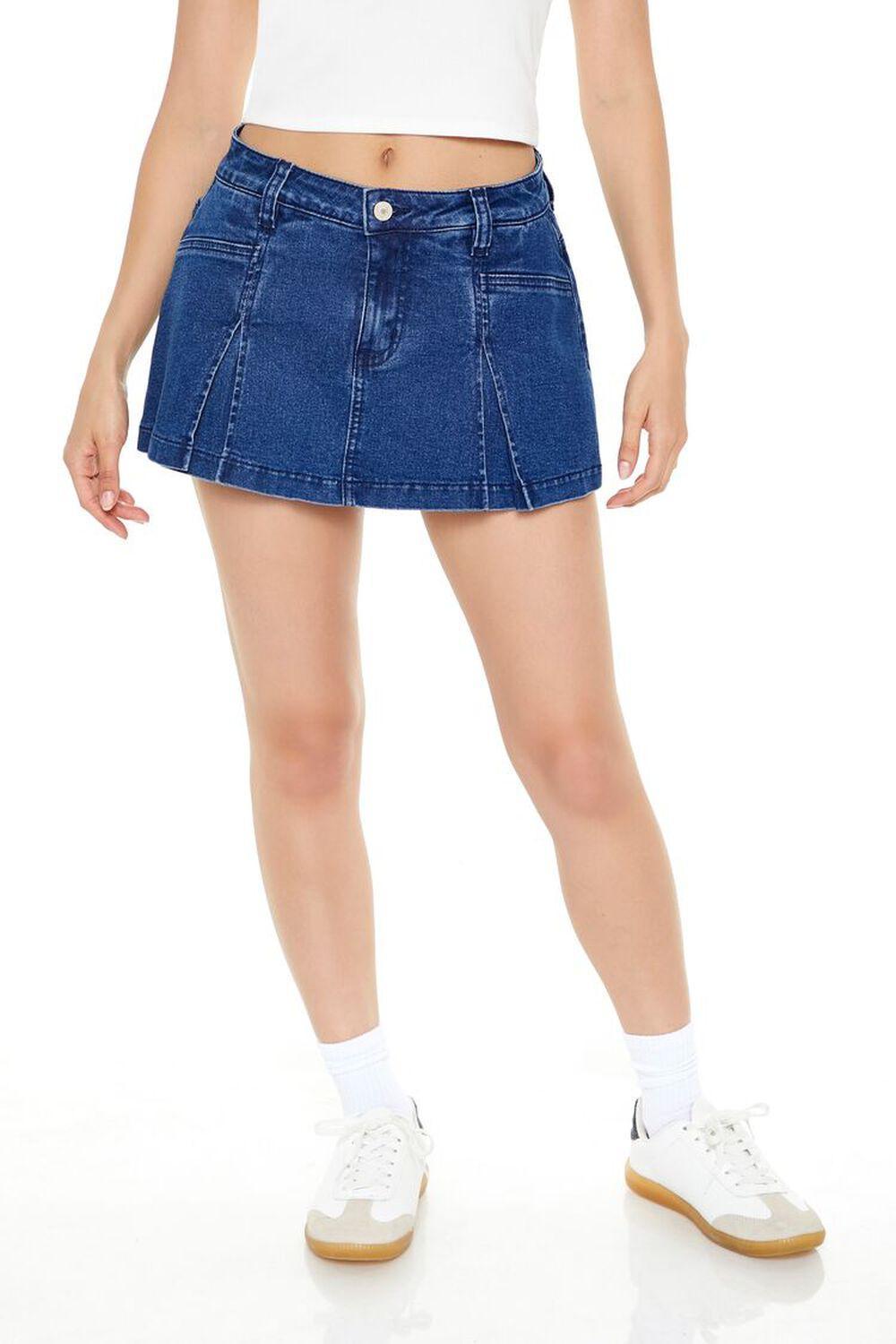 Pleated Denim Skort | Forever 21 Product Image