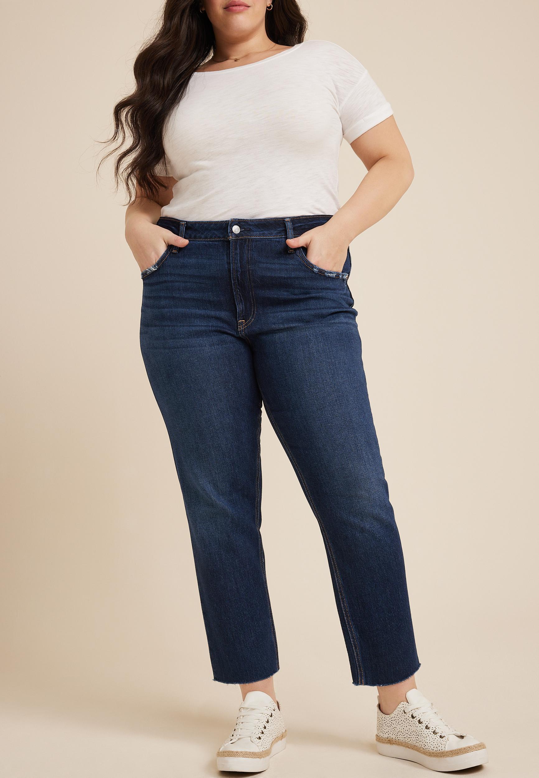 Maurices Plus Size Jeans Womens Goldie Blues Dark Cheeky Taper Ankle Jeans product image