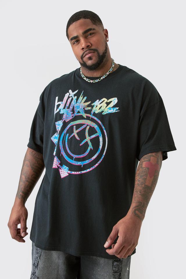 Plus Oversized Blink 182 License T-shirt in Black | boohooMAN USA Product Image