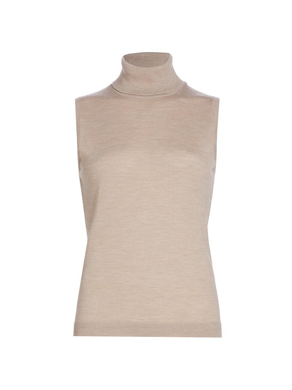 Womens Sand Merino Wool Sleeveless Top Product Image