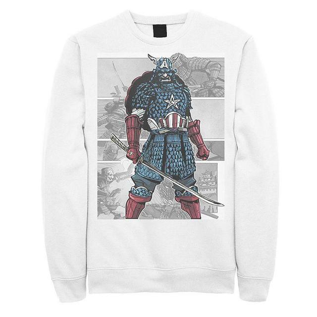 Mens Marvel Captain America Samurai Comic Scenes Graphic Fleece Pullover Product Image