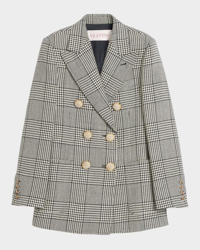 Houndstooth Wool Double-Breasted Jacket Product Image