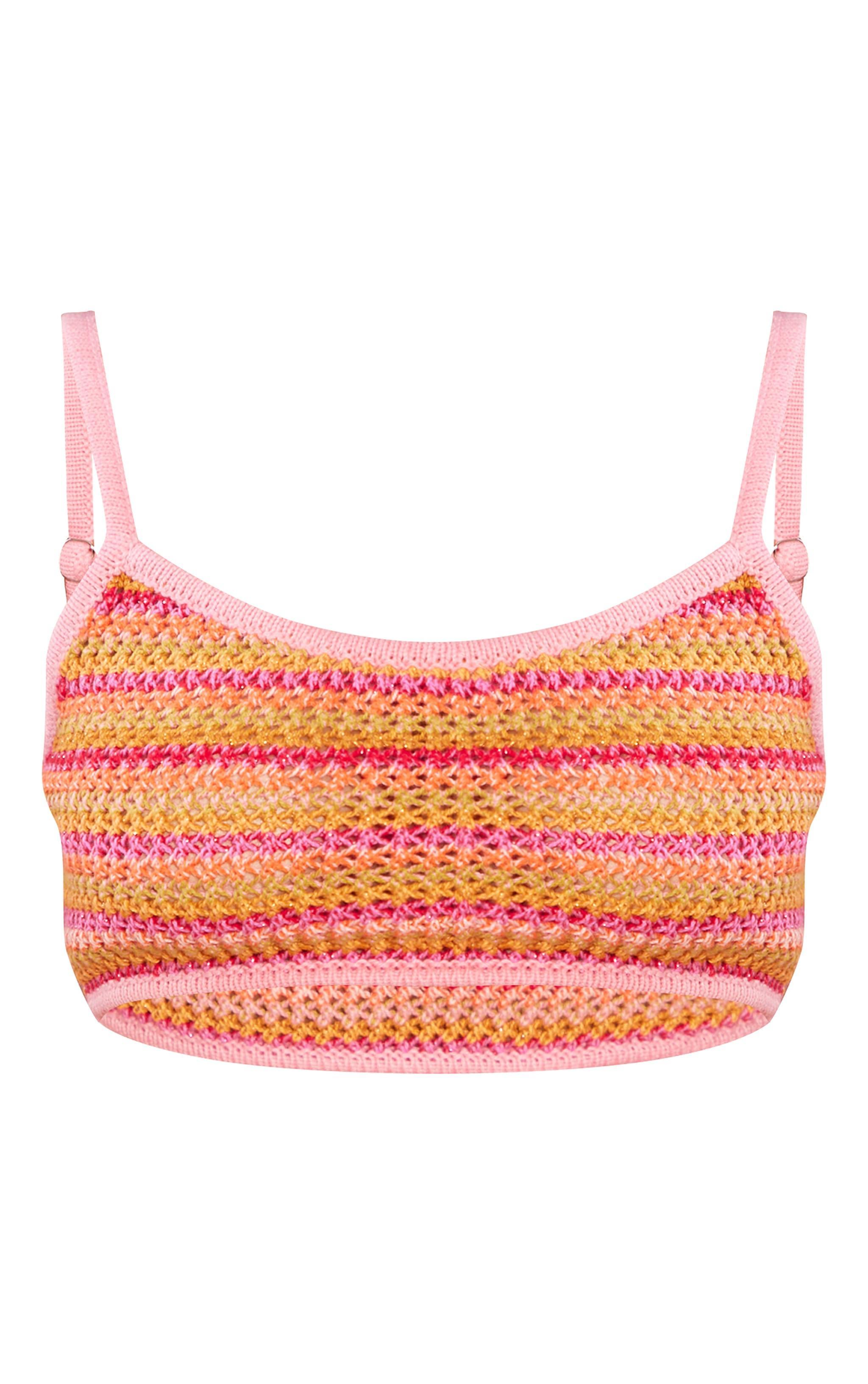 Petite Pink Glitter Knitted Crop Top Product Image