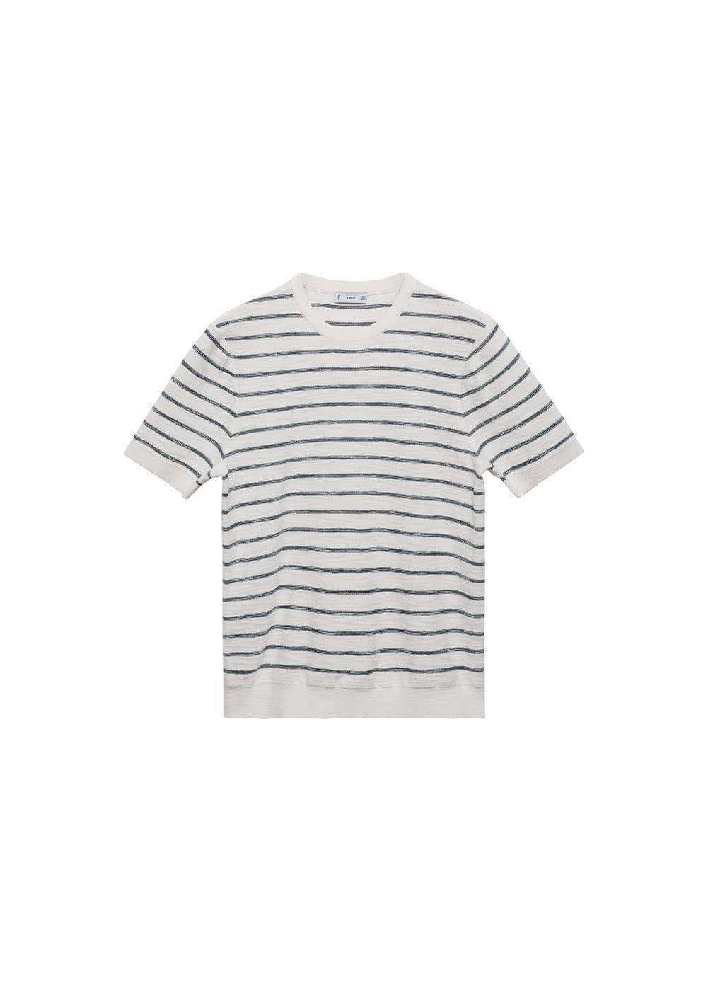 Mango Mens Striped Knit Cotton T-Shirt Product Image