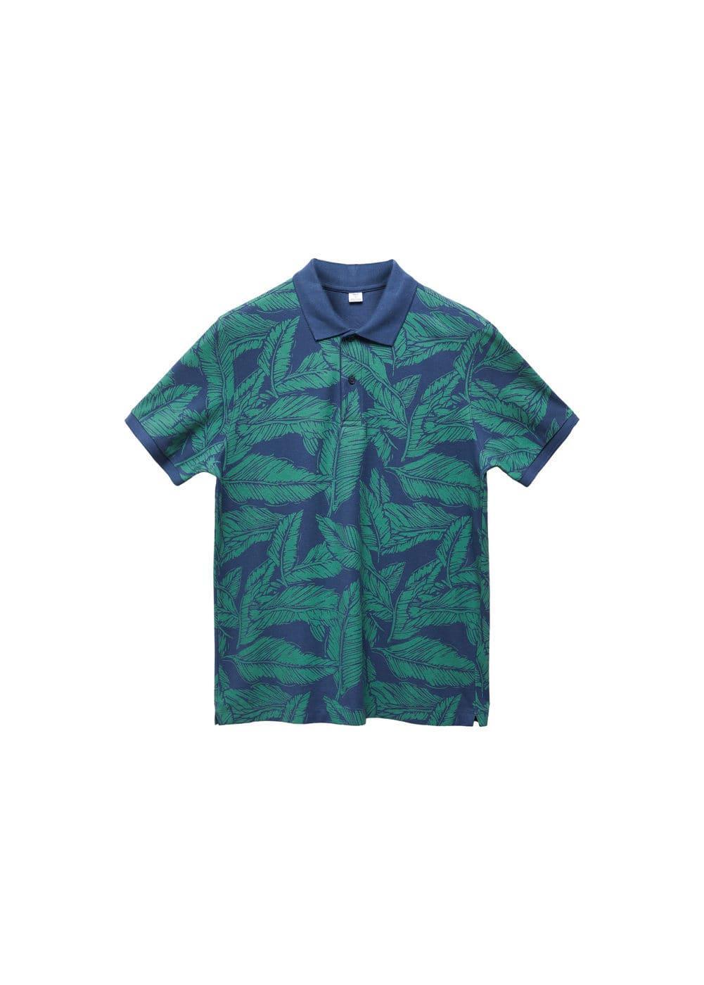 MANGO MAN - Tropical print cotton polo shirt greenMen Product Image