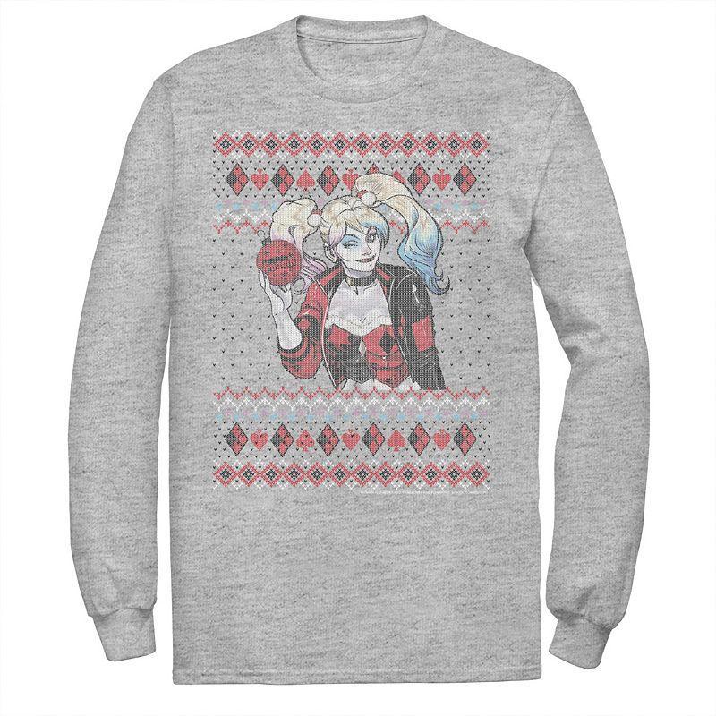 Mens Batman Harley Quinn Ornament Knit Style Tee, Mens Athletic Grey Product Image