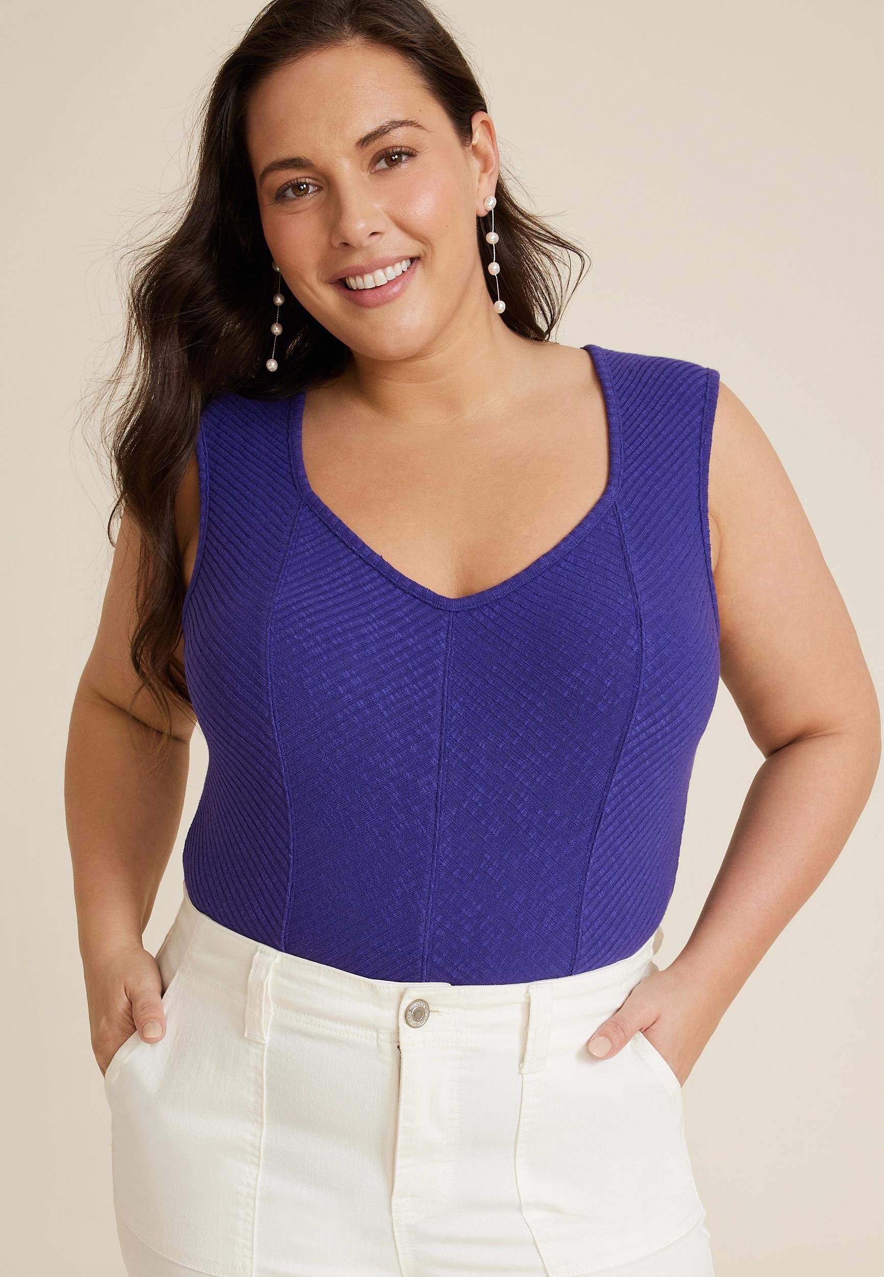 Maurices 2X Plus Size Womens Textured Corset Tank Top Product Image