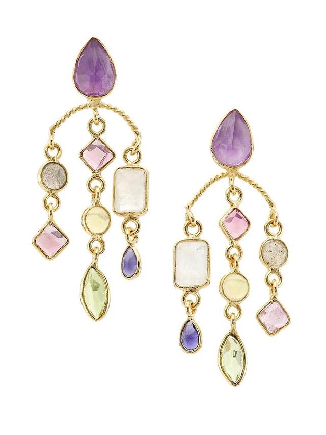 Womens Candies 24K-Gold-Plated & Multi-Gemstone Mobile Drop Earrings Product Image