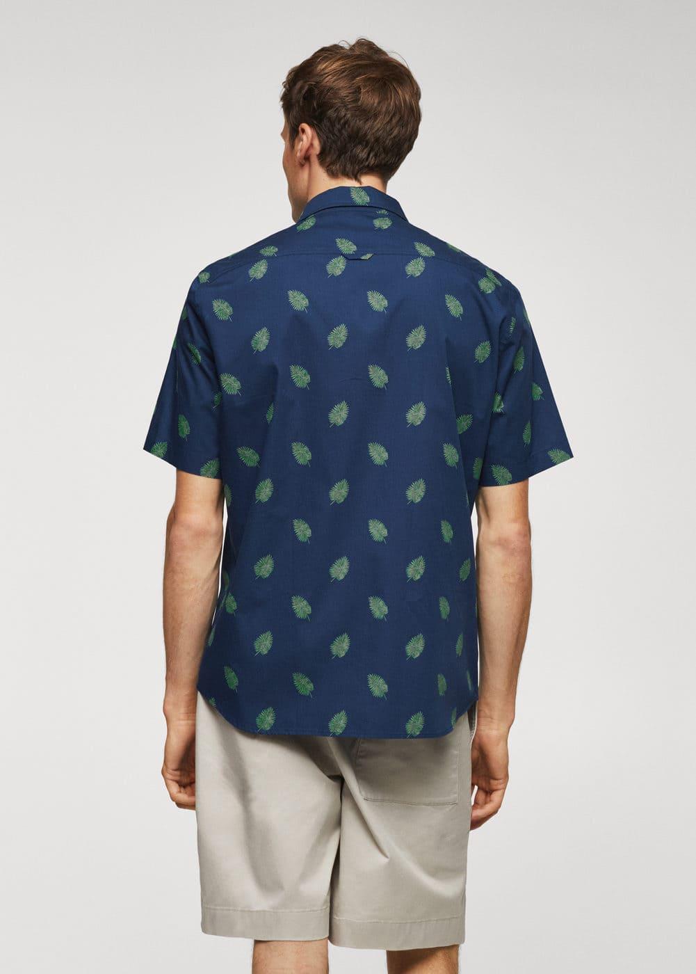 MANGO MAN - 100% cotton printed shirt ink blueMen Product Image