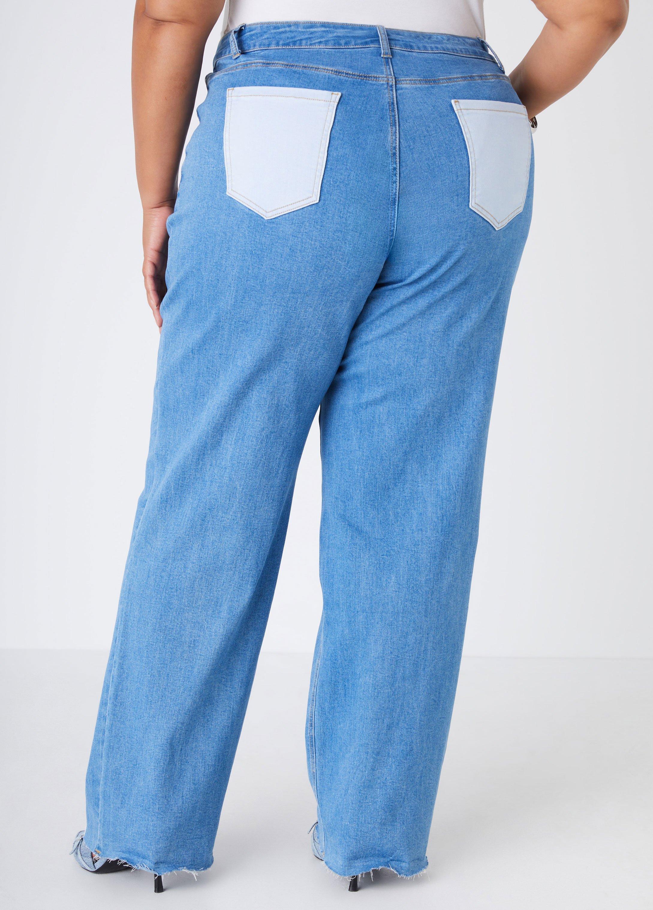 Two Tone Straight Leg Jeans Product Image