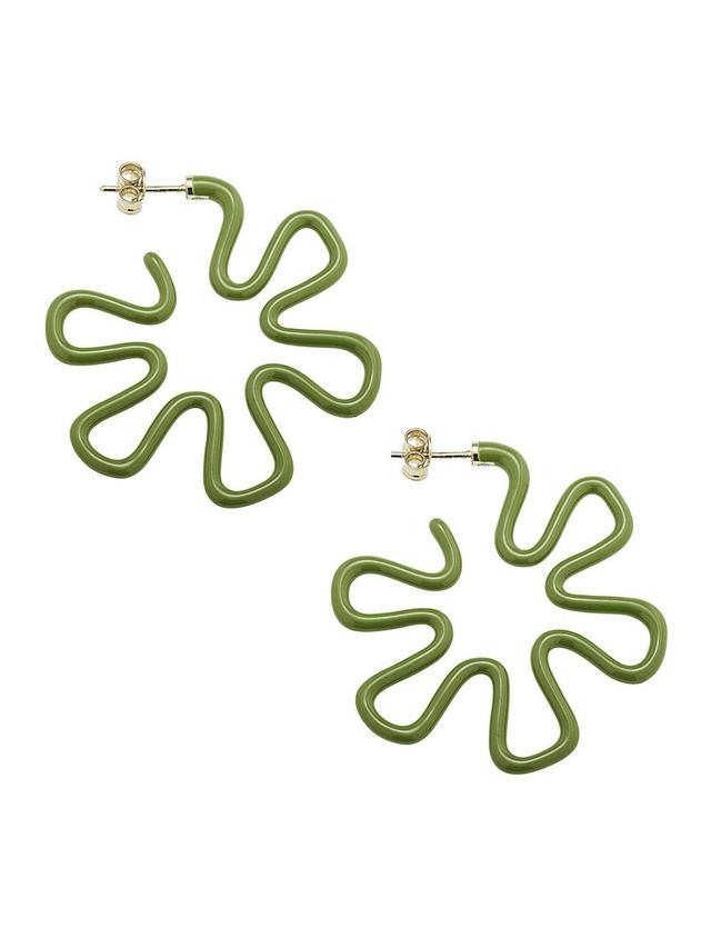 Womens B Pistachio Goldtone & Enamel Flower Hoop Earrings Product Image