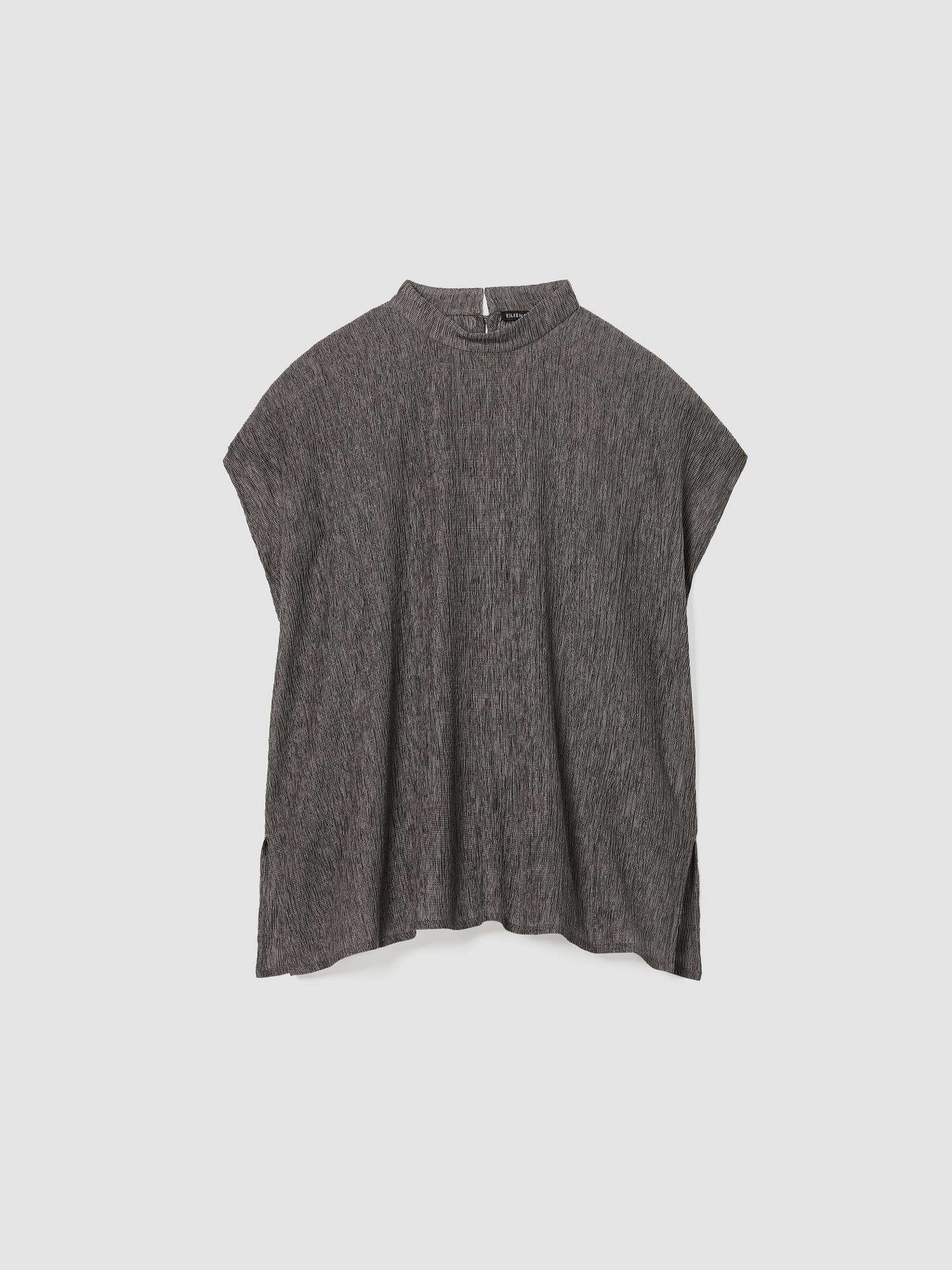 EILEEN FISHER Woven Plissé Mock Neck Topfemale Product Image