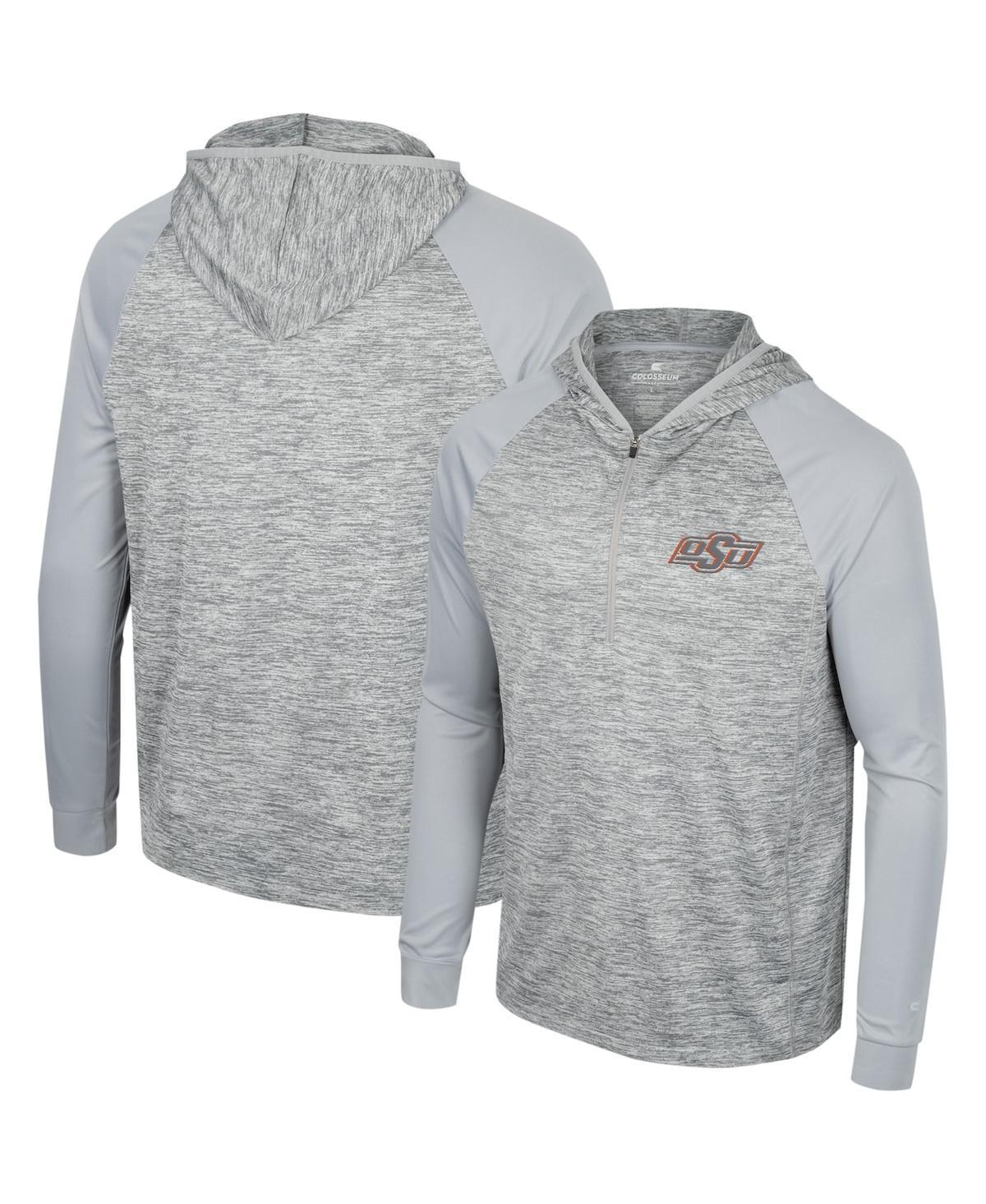 Mens Colosseum Gray Oklahoma State Cowboys Cybernetic Raglan Quarter-Zip Hooded Top Product Image