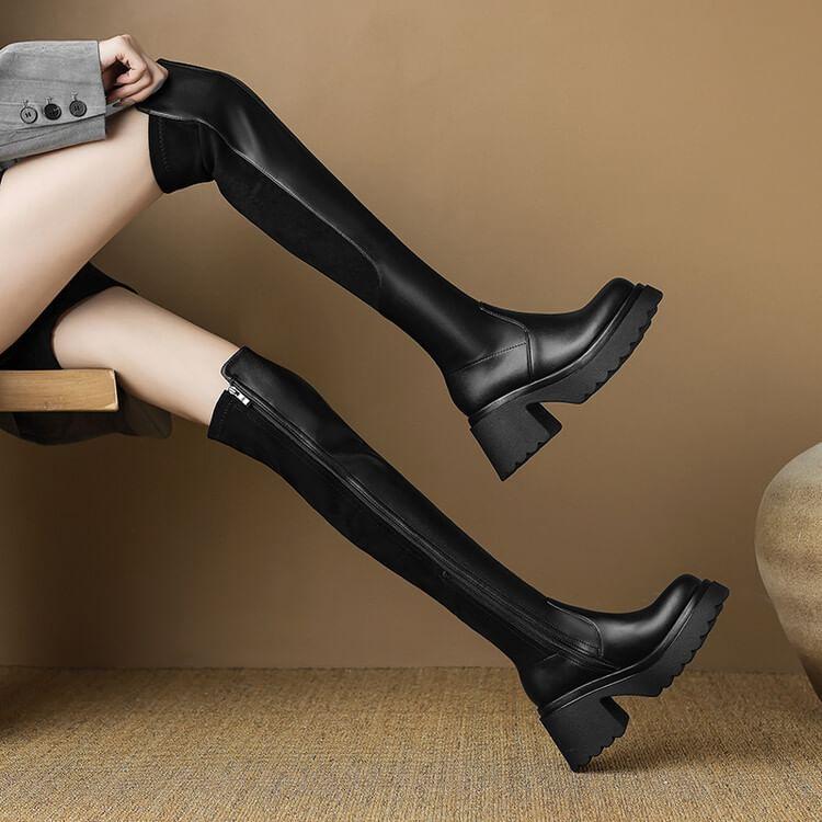 Platform Plain Over-The-Knee Boots Product Image