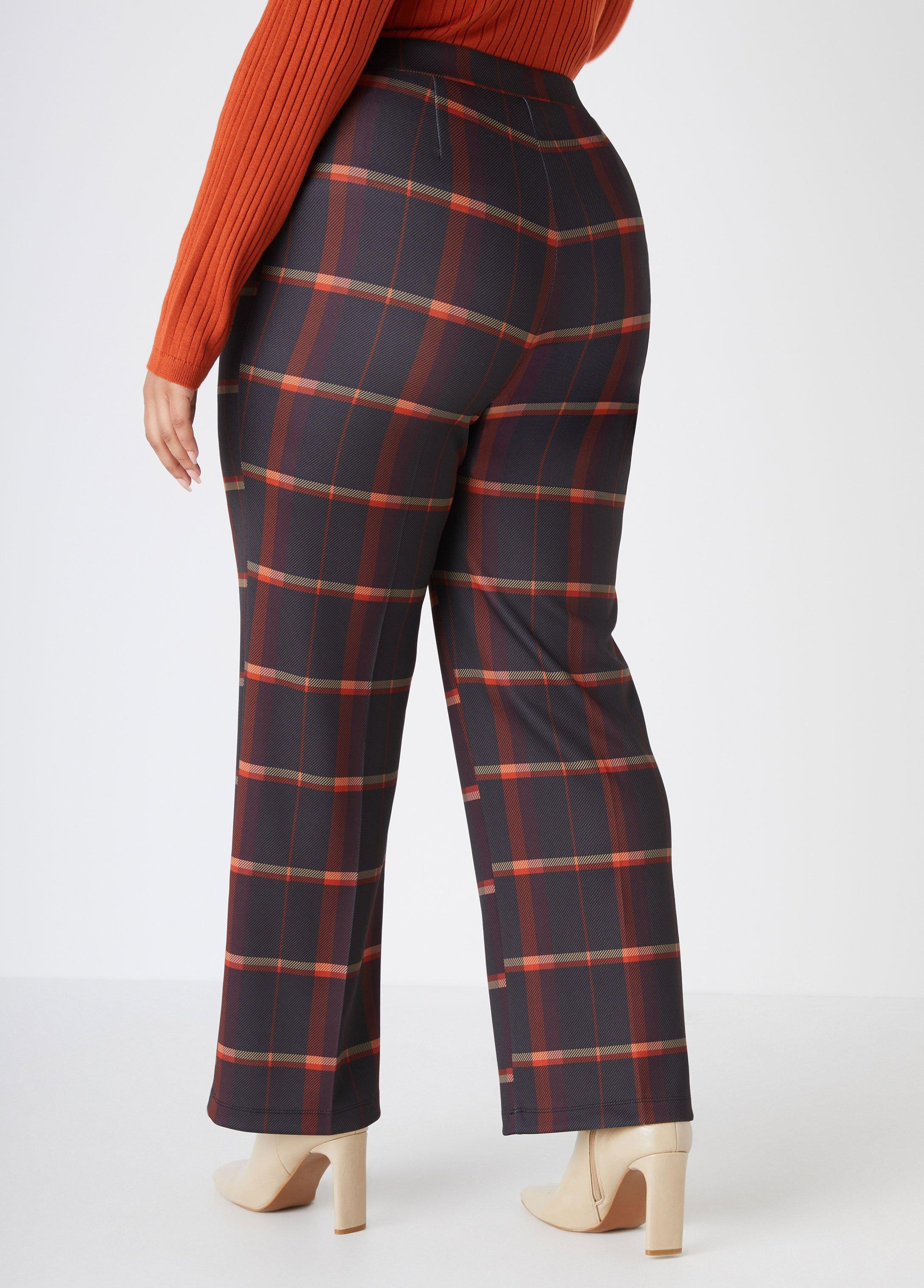 Plus Size Seamed Plaid Straight Leg Pants Ashley Stewart Product Image