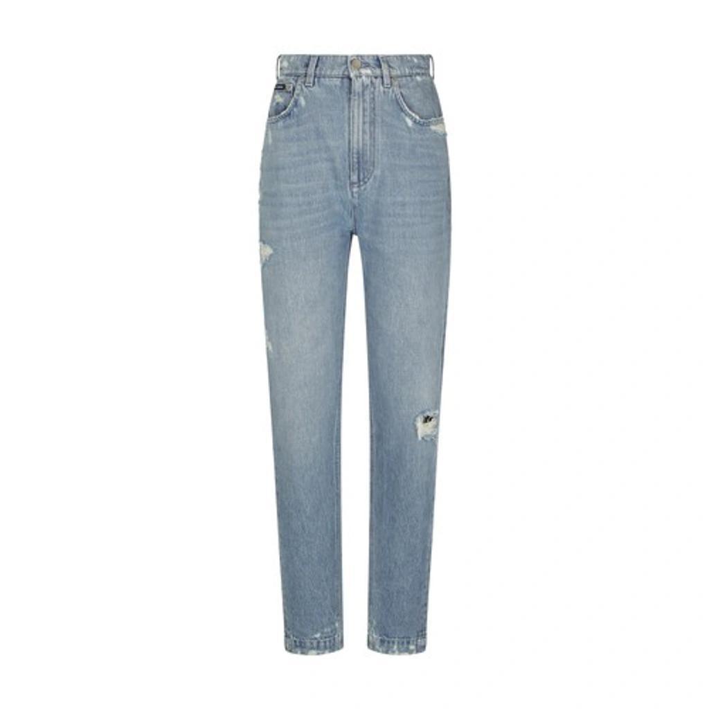 DOLCE & GABBANA Jeans With Mini-ripped Details In Light Blue Product Image