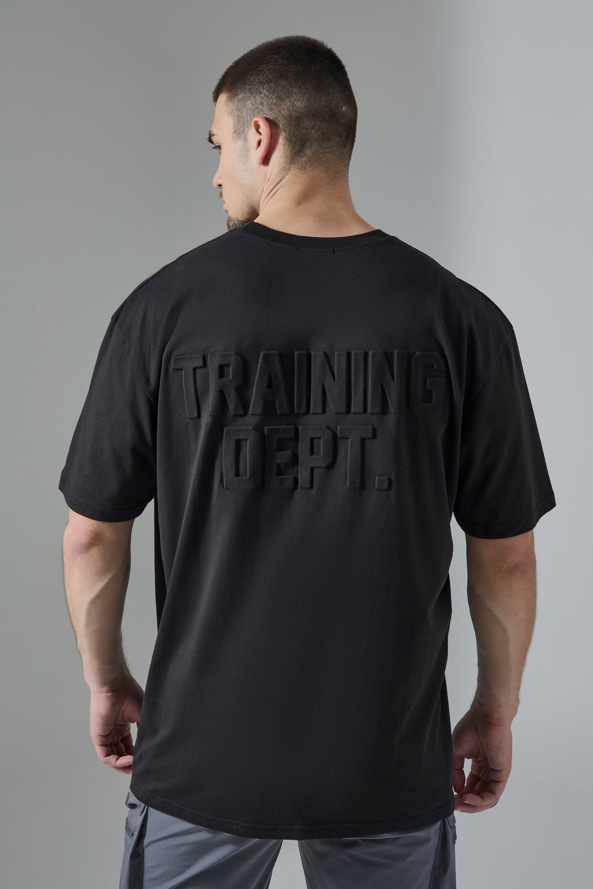 Mens Black Tall Man Active Training Dept Embossed Oversized T-shirt, Black Product Image