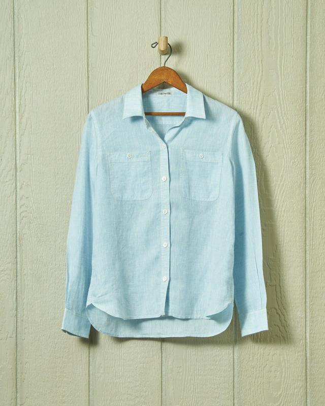 Women's Linen Work Shirt in Coastal Blue Product Image