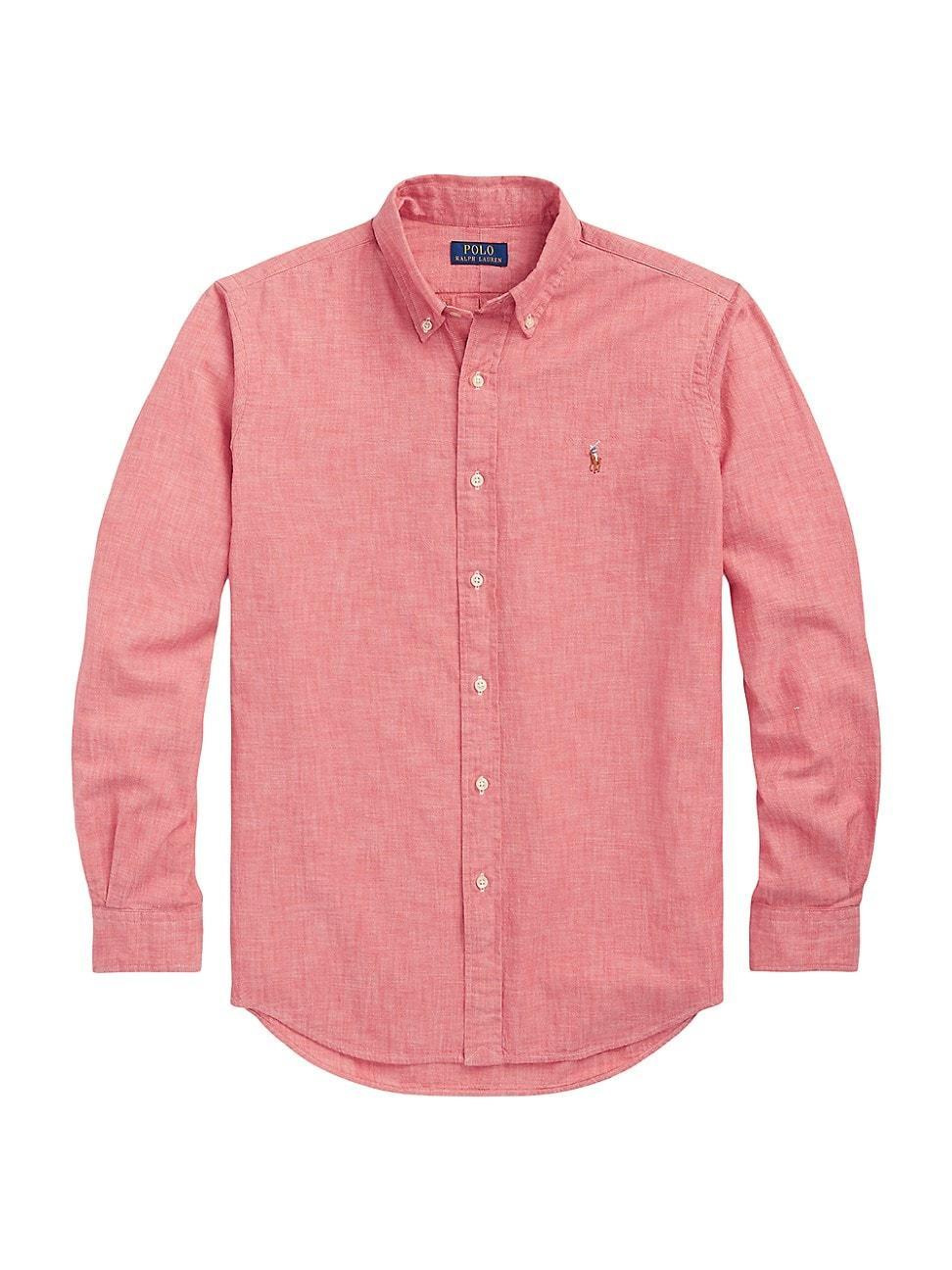 Polo Ralph Lauren Classic Fit Red Chambray Long Sleeve Shirt Product Image