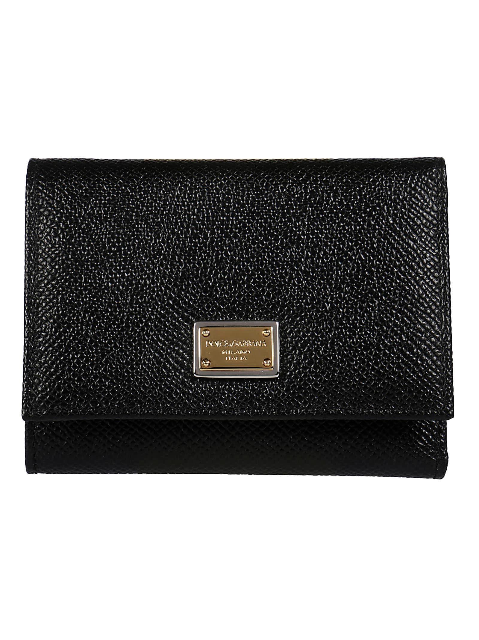 DOLCE & GABBANA Logo Plaque Continental Wallet In Black Product Image