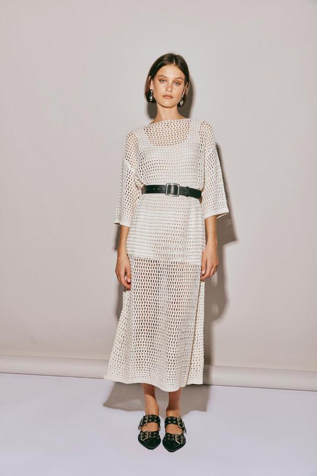 Cora Knit Midi Dress Cream Product Image