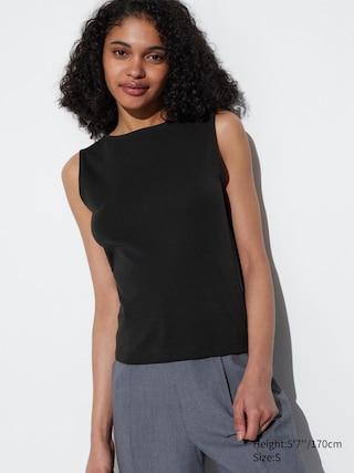 Womens Boat Neck Sleeveless Top Black XL UNIQLO US Product Image