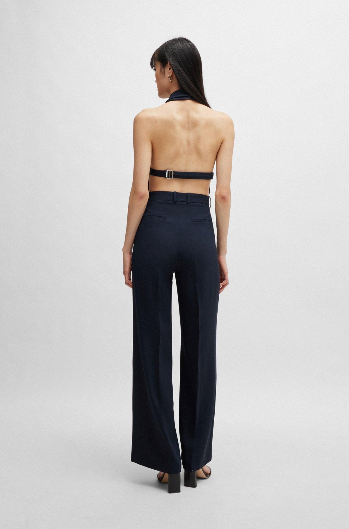 Halterneck jumpsuit with peak lapels Product Image