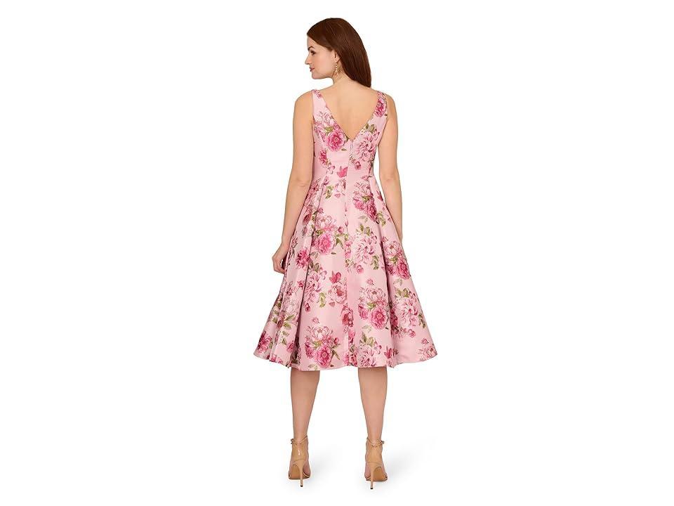 Adrianna Papell Jacquard Flared Dress (Blush Multi) Women's Dress Product Image