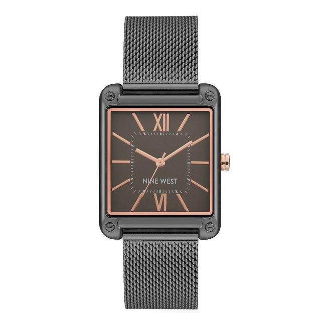 Nine West Womens Two Tone Rectangle Dial Dress Watch Grey Tone Product Image